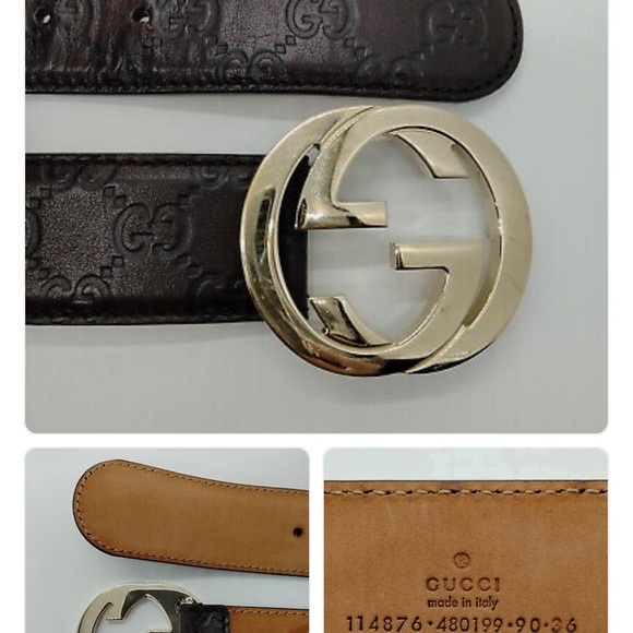 Gucci Brown Leather Belt with Gold Buckle full length 105cm. - Picture 6 of 6
